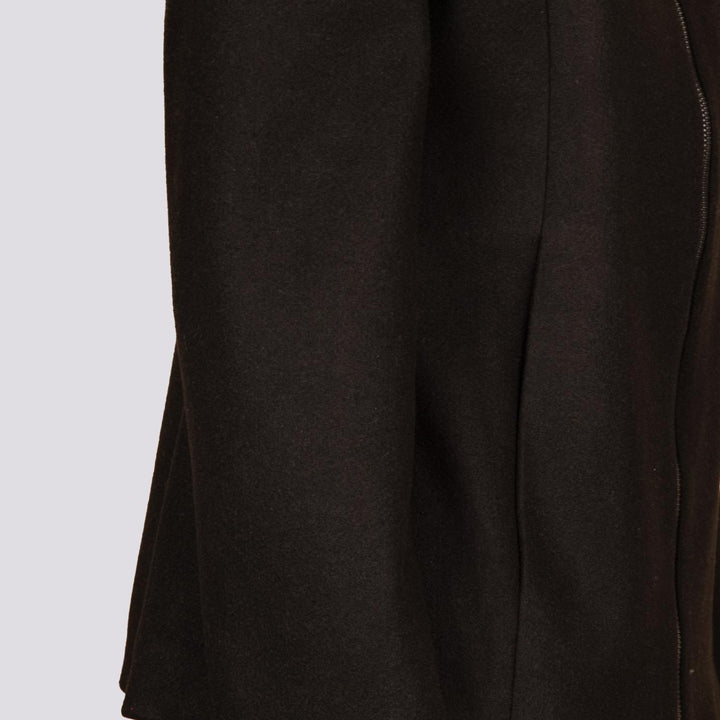 Giacca con zip e collo ampio in panno nero 9416CDH 99 ANDREA MORANDO 