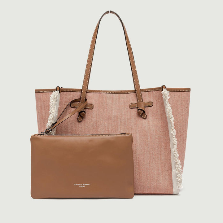 BORSA SHOPPING MARCELLA IN TESSUTO ROSA CON FRANGE BS 9060/24PE BCHJNS 667 GIANNI CHIARINI 