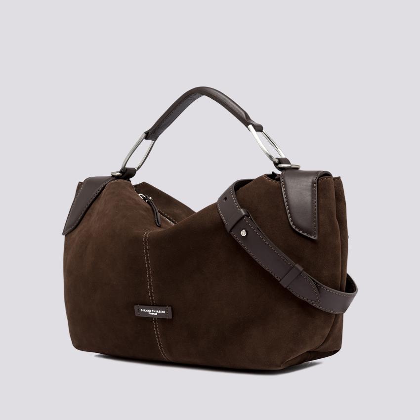 Borsa Alicudi in suede cioccolato BS 10261 CM-PL 166 GIANNI CHIARINI 