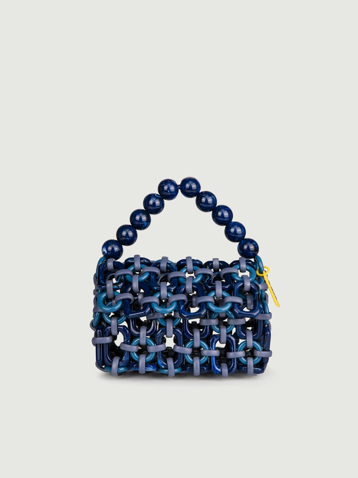 BORSA A BAULETTO IN RESINA MULTICOLOR BLU "BUBBLE" BUBBLE OCEANO BIMOR 