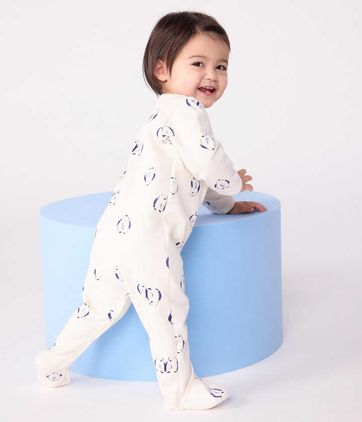 Pigiama in tessuto felpato spazzolato con stampa pinguini neonato A0DZW 01 PETIT BATEAU 