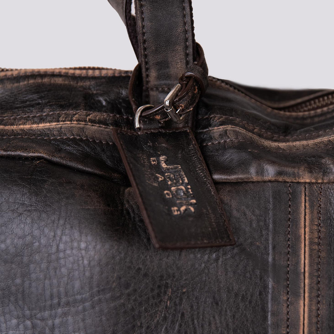 BORSONE IN VIAGGIO IN PELLE MARRONE EFFETTO VINTAGE INTERNATIONAL INTE 06 JACK LEATHER 
