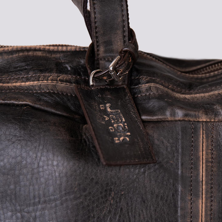 BORSONE IN VIAGGIO IN PELLE MARRONE EFFETTO VINTAGE INTERNATIONAL INTE 06 JACK LEATHER 
