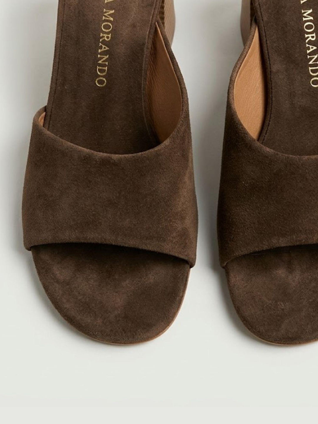 Sandalo mule in pelle scamosciata cioccolato 26075 EXPRESSO ANDREA MORANDO 