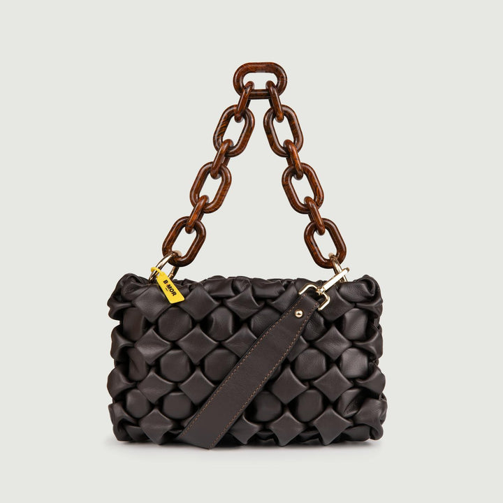 BORSA IN PELLE INTRECCIATA MARRONE "CURLY" CURLYNEW T.MORO BIMOR 