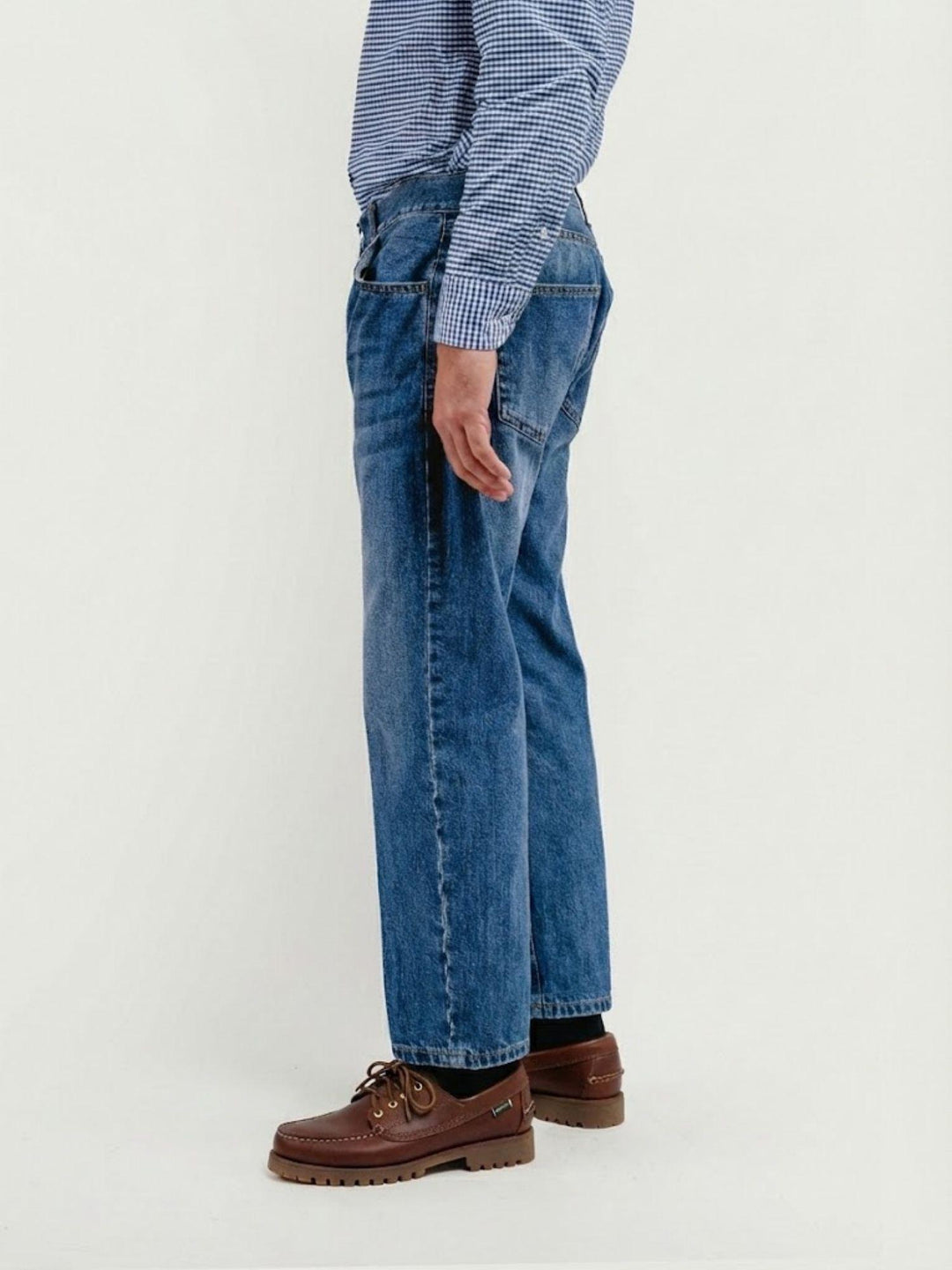 PANTALONE 5 TASCHE CON TAGLIO DRITTO IN DENIM MEDIO 7670BLKCECRE CRETA ANDREA MORANDO 