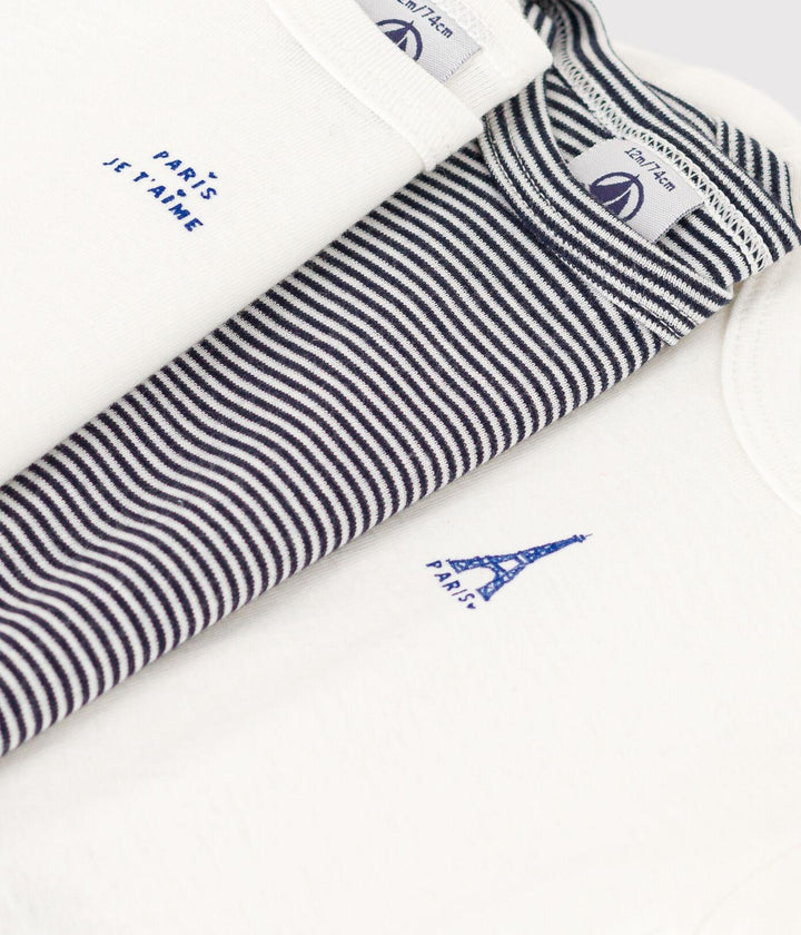 CONFEZIONE DA 3 BODY PARIS BEBÈ A MANICA CORTA IN COTONE A08OE 00 PETIT BATEAU 