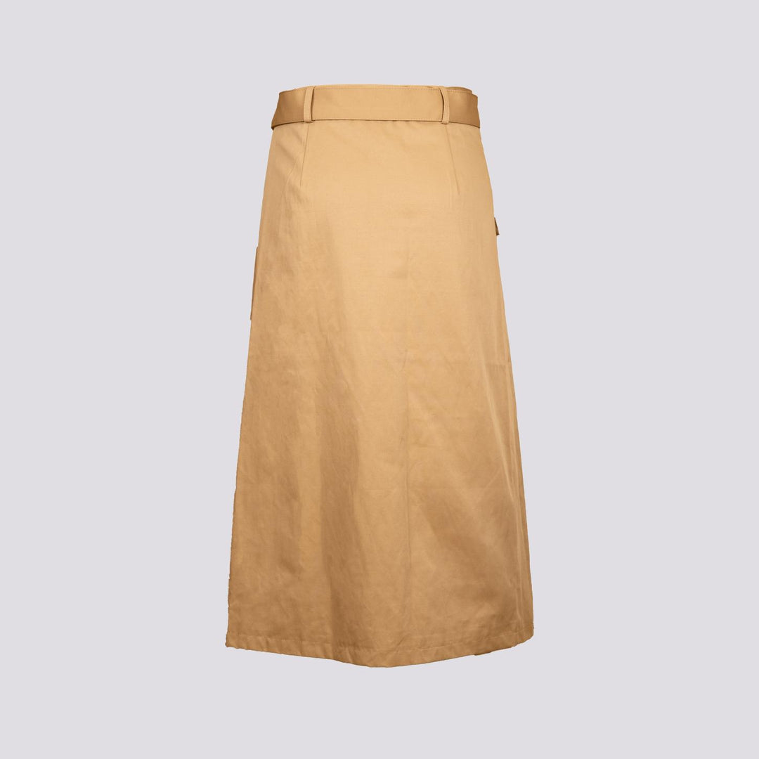 GONNA MIDI A PORTAFOGLIO IN MISTO COTONE CAMMELLO B9223 BEIGE ANDREA MORANDO 