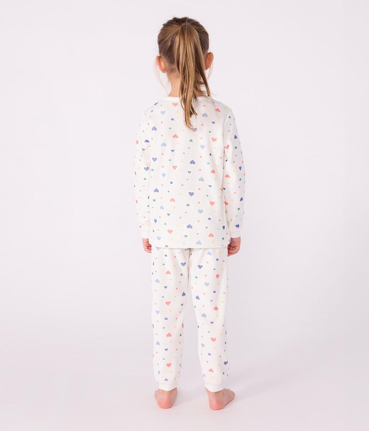 Pigiama in ciniglia con stampa a cuori bambina A0DRV 01 PETIT BATEAU 