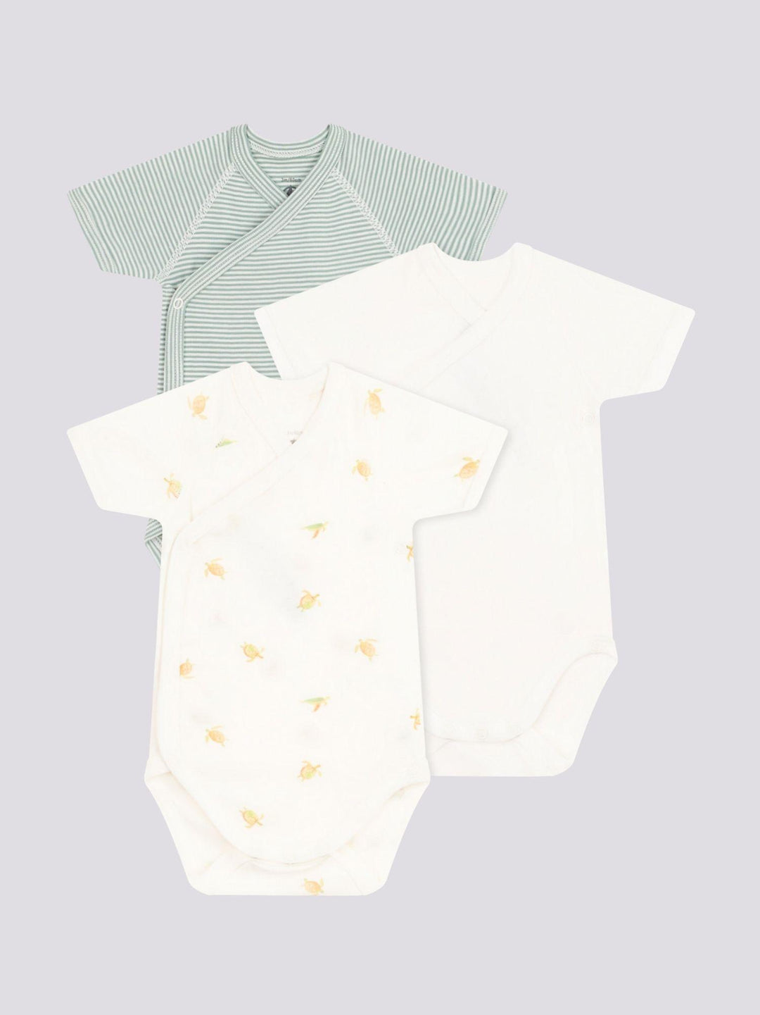 CONFEZIONE DA 3 BODY INCROCIATI IN COTONE BEBÈ A09UQ 00 PETIT BATEAU 