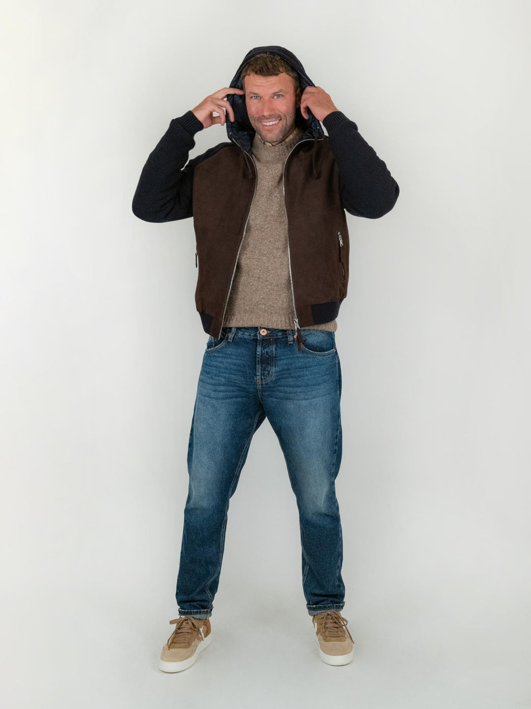 GIACCA DORIS KNIT IN CAMOSCIO MARRONE DORIS KNIT 309 JACK LEATHER 