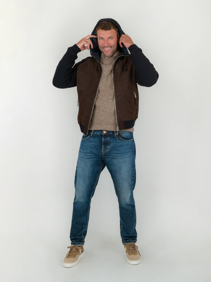 GIACCA DORIS KNIT IN CAMOSCIO MARRONE DORIS KNIT 309 JACK LEATHER 