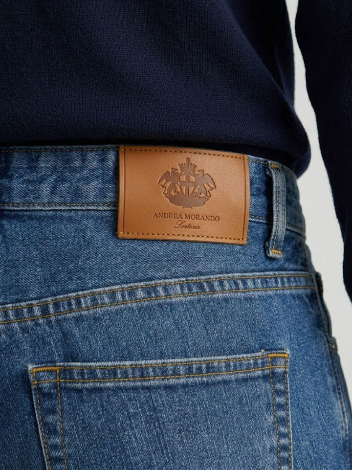 Jeans cinque tasche in cotone lavaggio medio 7685BOM MEDIO ANDREA MORANDO 