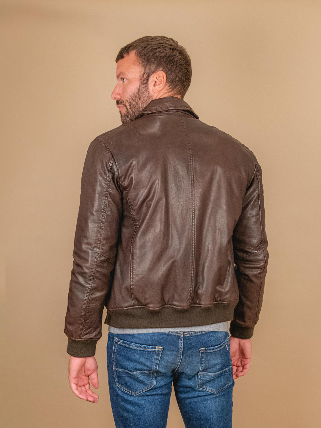 GIUBBOTTO IN PELLE MARRONE MODELLO AVIATOR "YANK" YANK 06 JACK LEATHER 