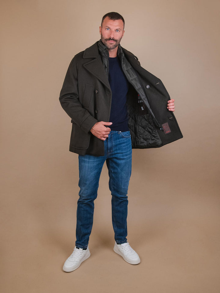 CAPPOTTO DOPPIOPETTO IN LANA MISTO CASHMERE VERDE ARMANDO FELT 954 PALTÒ 