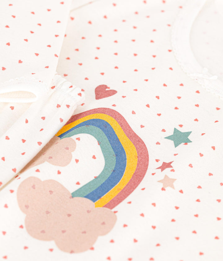 Pigiama in cotone con arcobaleno e cuoricini A0B86 01 PETIT BATEAU 