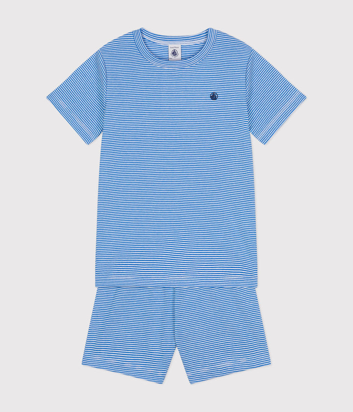 PIGIAMA SHORT BAMBINO IN COTONE RIGATO A09LA 01 PETIT BATEAU 