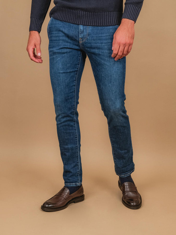 JEANS 4 TASCHE IN DENIM SCURO SKINNY FIT NEW DENVER SKINNY B2 UNIFORM 