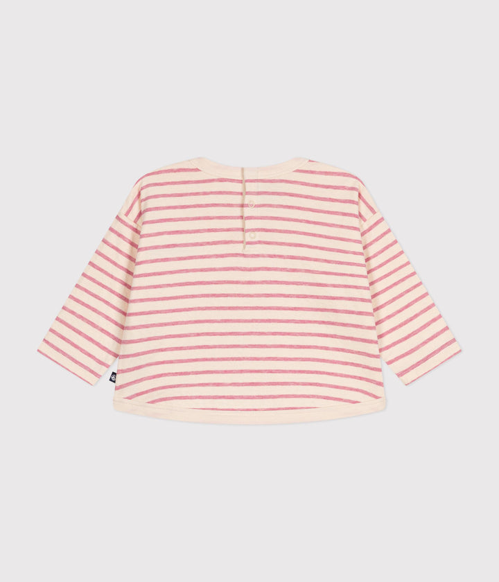 T-shirt a righe marinière rosa a maniche lunghe A0BPP 02 PETIT BATEAU 