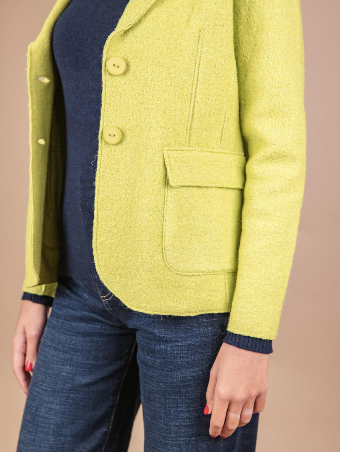 GIACCA SFODERATA IN LANA COTTA VERDE ACIDO 2371574 032 ANDREA MORANDO 
