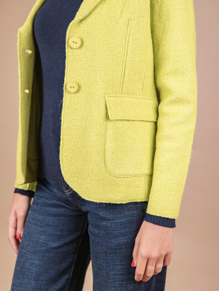 GIACCA SFODERATA IN LANA COTTA VERDE ACIDO 2371574 032 ANDREA MORANDO 