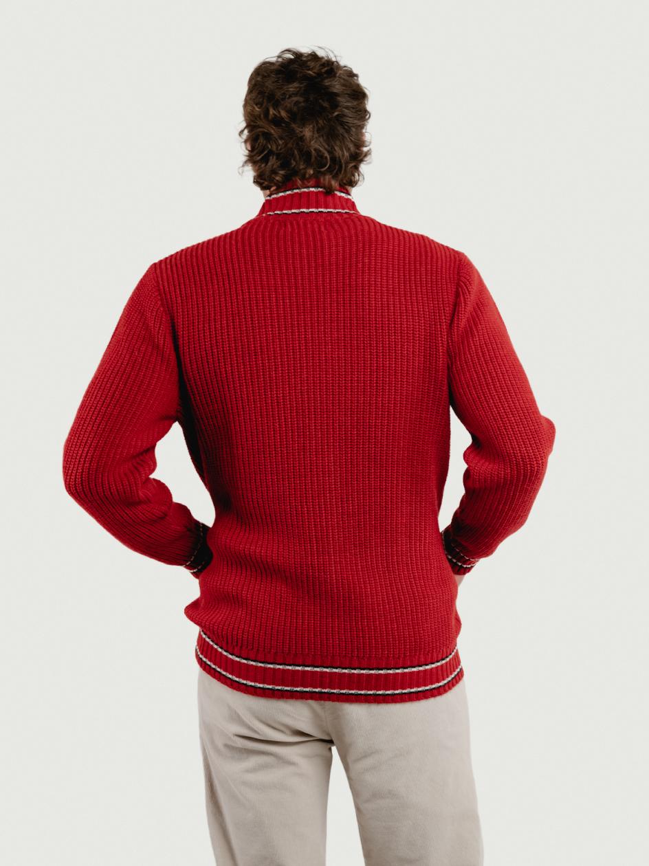 MAGLIONE A COLLO ALTO CON ZIP ROSSO ELIANO ROSSO ANDREA MORANDO 
