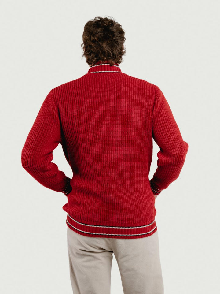 MAGLIONE A COLLO ALTO CON ZIP ROSSO ELIANO ROSSO ANDREA MORANDO 