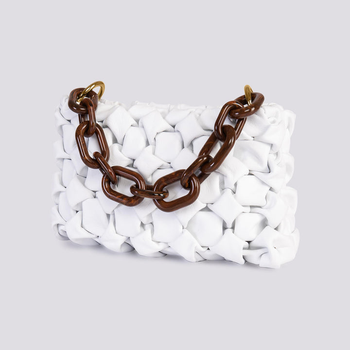 Borsa Curly In Pelle Intrecciata Bianca CURLY BIANCO BIMOR 