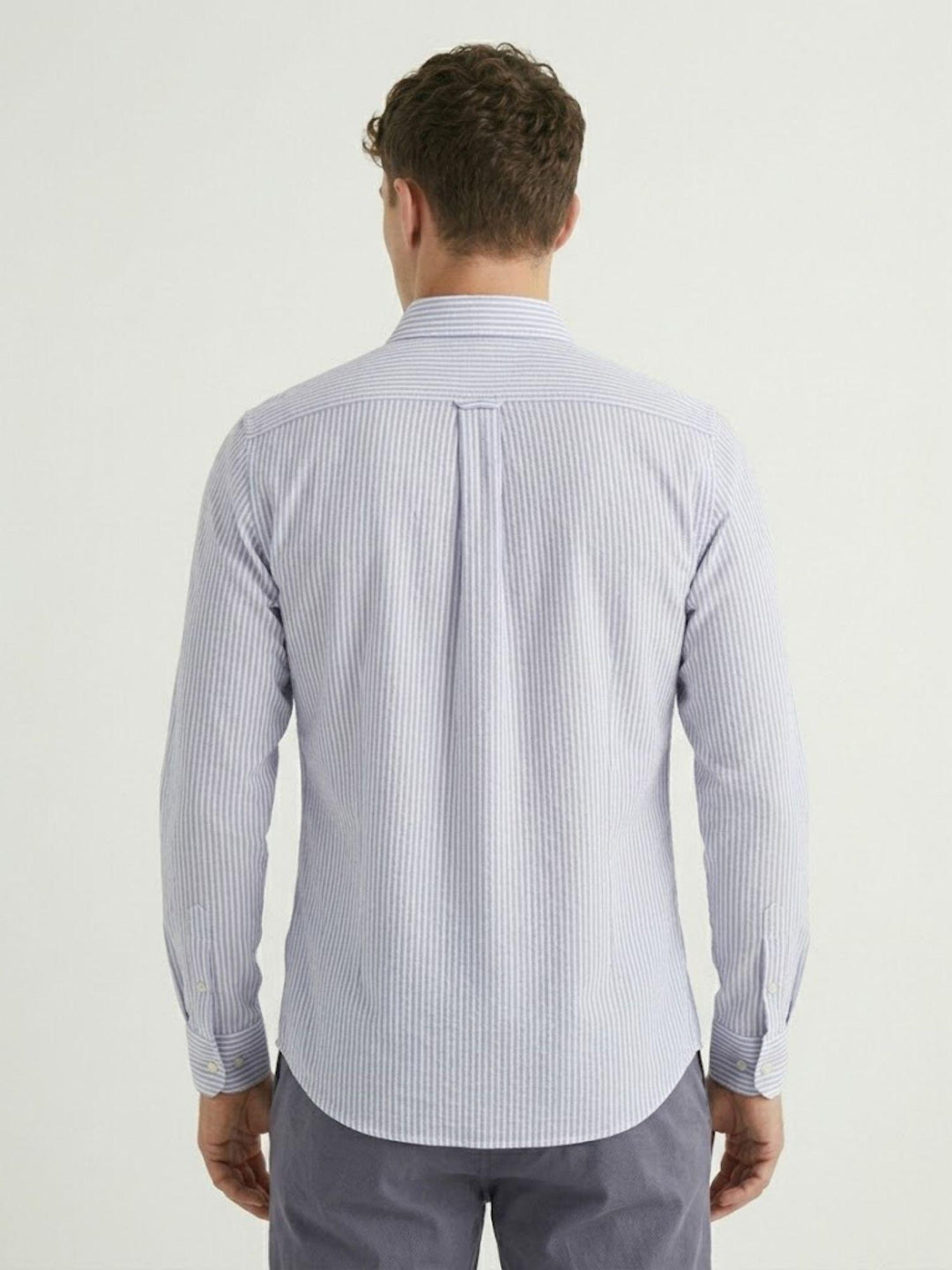Camicia Bradford in lino azzurro a righe bianche BRADFORD/B16020 03 BAGGIES 