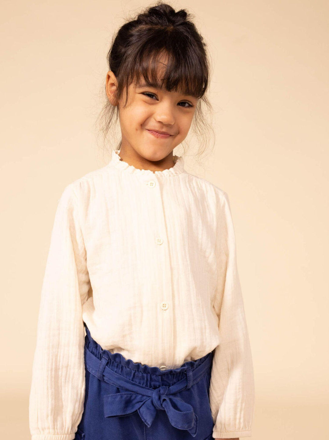 BLUSA IN GARZA DI COTONE BAMBINA A08H2 02 PETIT BATEAU 
