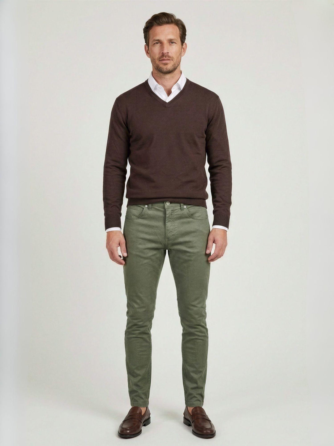 Pantalone cinque tasche in cotone salvia 7607GB SALVIA ANDREA MORANDO 