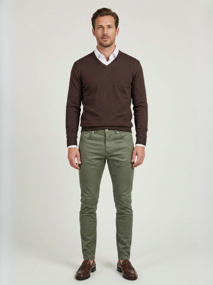 Pantalone cinque tasche in cotone salvia 7607GB SALVIA ANDREA MORANDO 