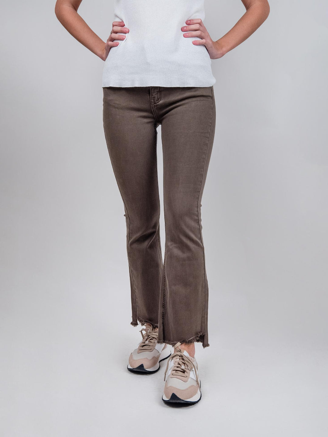 Pantalone cinque tasche sfrangiato marrone 6826/26/ FANGO ANDREA MORANDO 