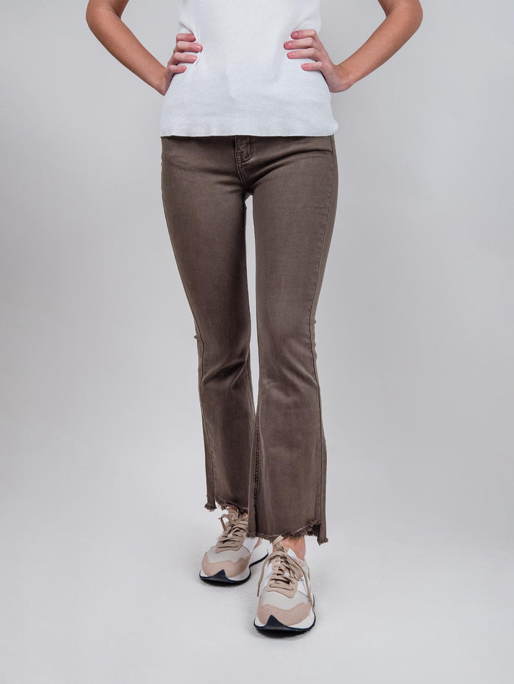 Pantalone cinque tasche sfrangiato marrone 6826/26/ FANGO ANDREA MORANDO 