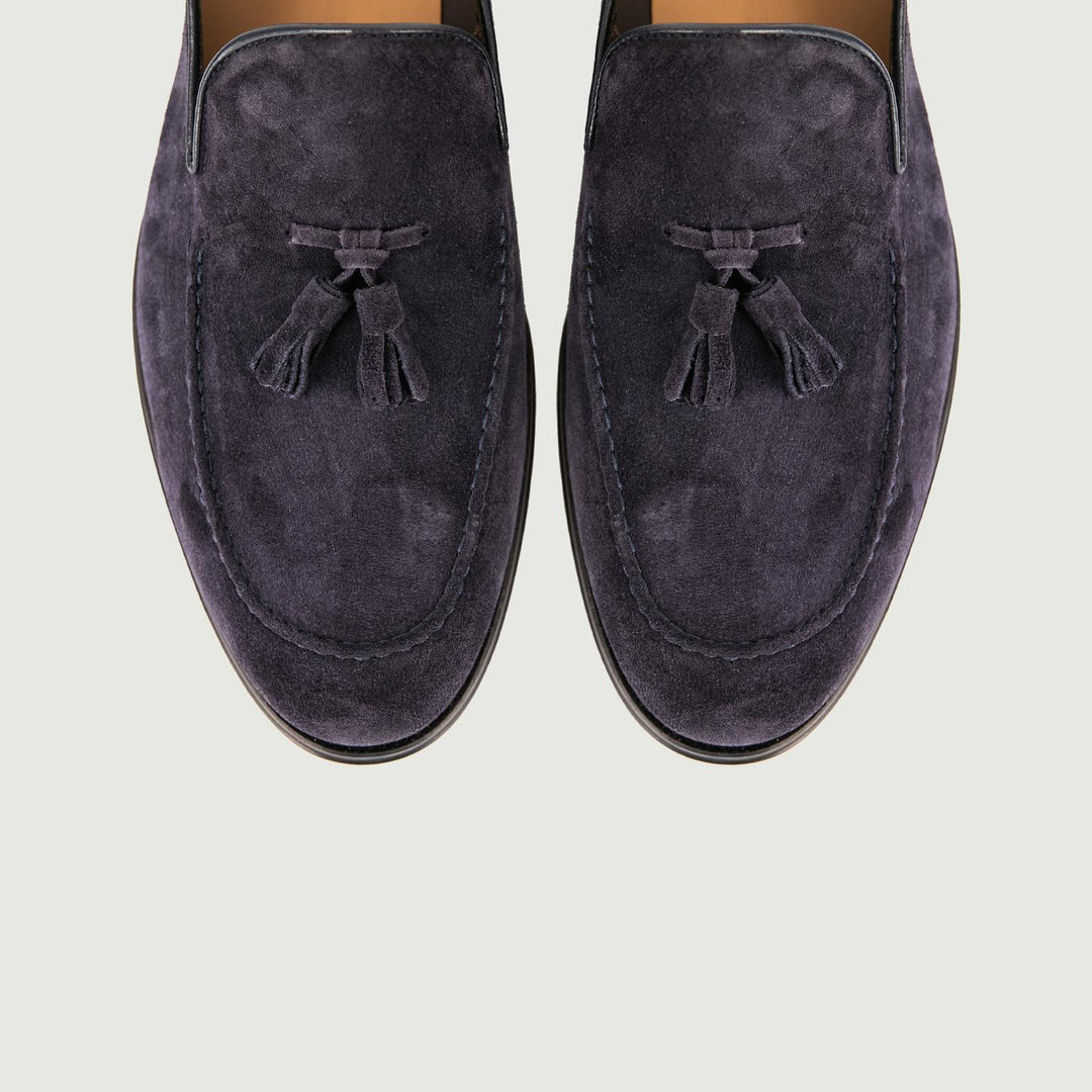 MOCASSINO SCAMOSCIATO BLU CON NAPPINE 6486 CASHEMIRE ANDREA MORANDO 