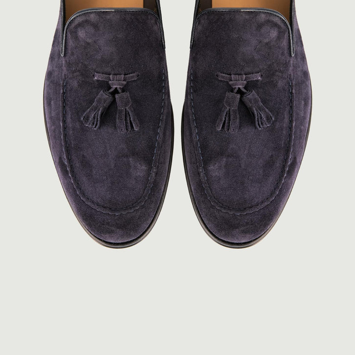 MOCASSINO SCAMOSCIATO BLU CON NAPPINE 6486 CASHEMIRE ANDREA MORANDO 