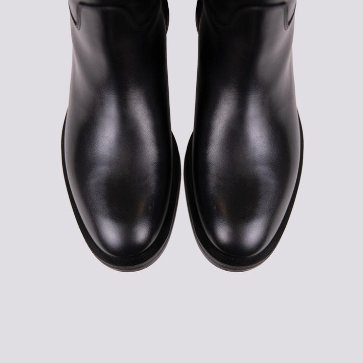 STIVALE ALTO IN PELLE NERA CON GAMBALE ASIMMETRICO B4490 NERO ANDREA MORANDO 