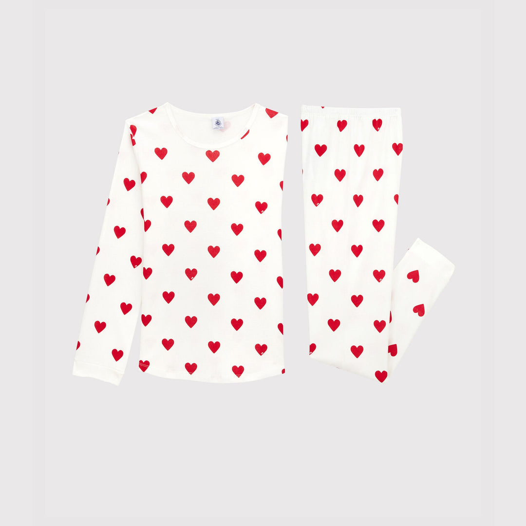 PIGIAMA BAMBINA FANTASIA CUORI A COSTINE A00J7 01 PETIT BATEAU 