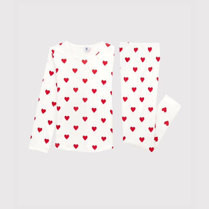 PIGIAMA BAMBINA FANTASIA CUORI A COSTINE A00J7 01 PETIT BATEAU 