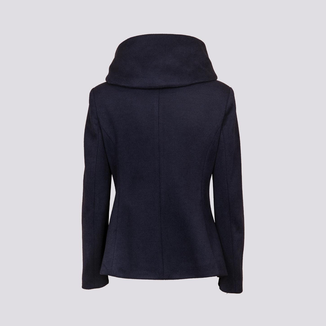 Giacca con zip e collo ampio in panno blu 9416CDH 189 ANDREA MORANDO 