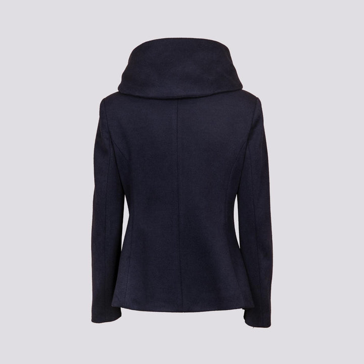 Giacca con zip e collo ampio in panno blu 9416CDH 189 ANDREA MORANDO 