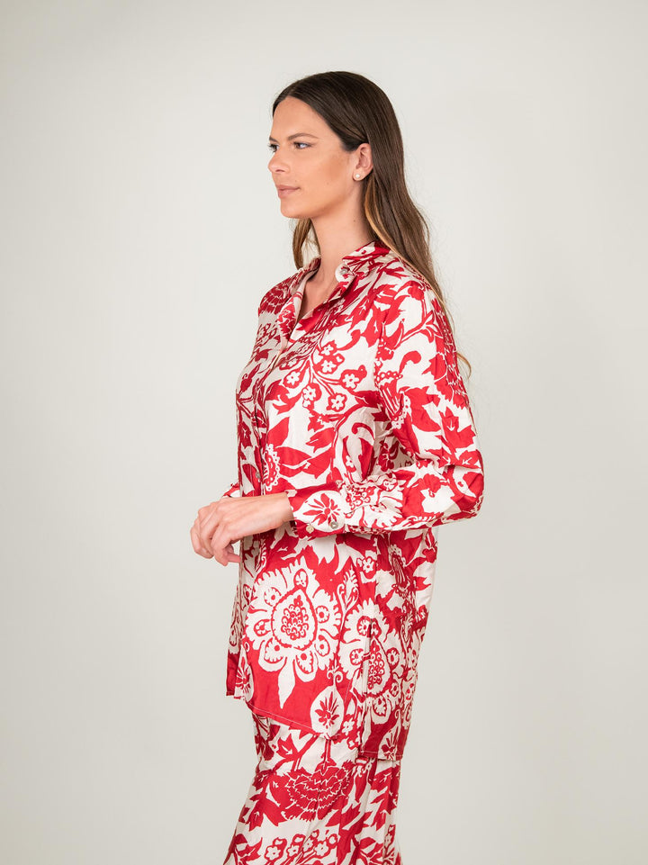 CAMICIA CAFTANO FANTASIA ROSSO E BIANCO 1289 ROSSO ANDREA MORANDO 