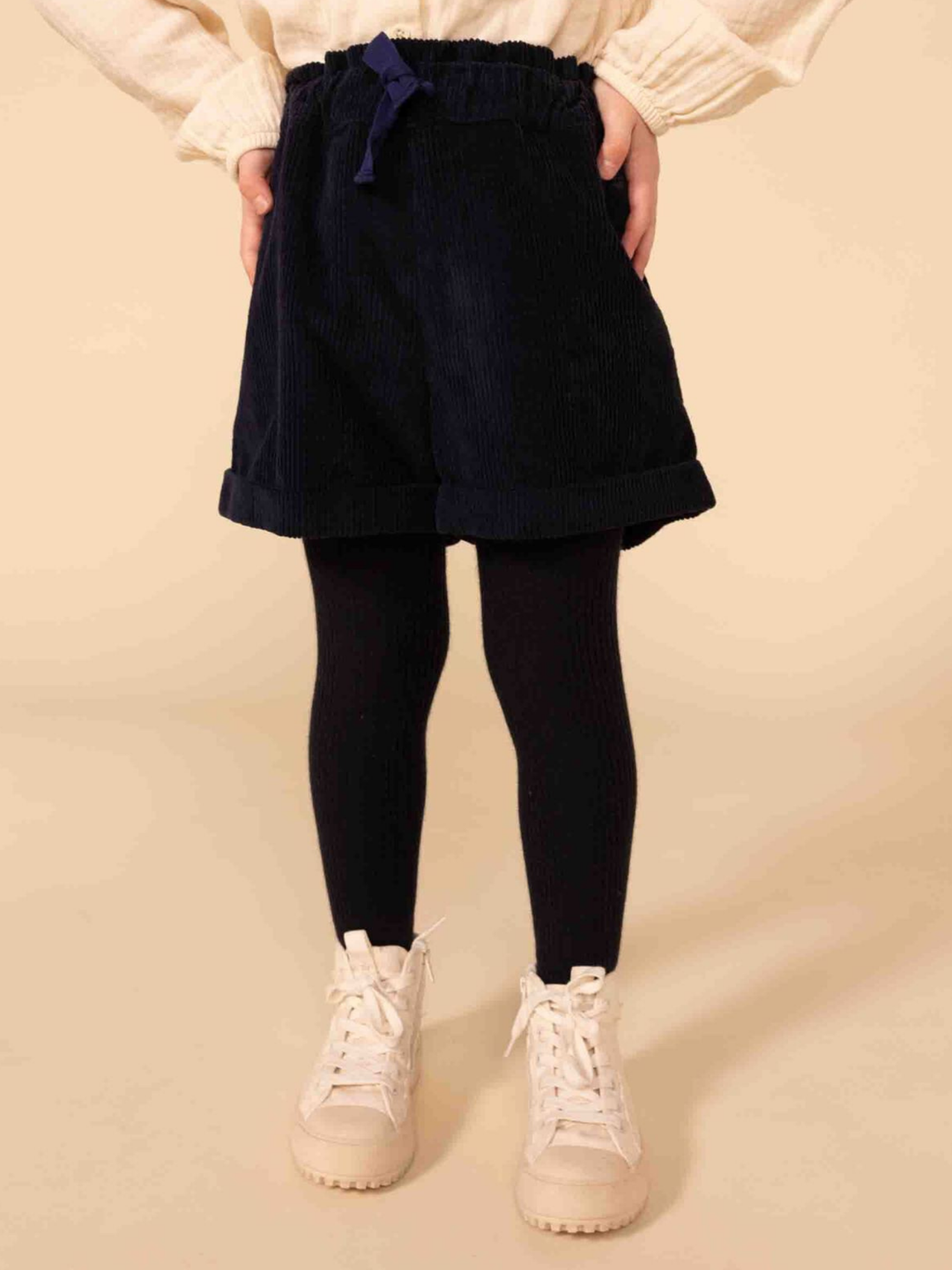 SHORTS IN VELLUTO A COSTE BAMBINA A081T 01 PETIT BATEAU 