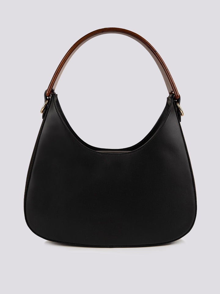 BORSA IN PELLE NERA CON MANICO IN OSSO "HALO" HALO NERO BIMOR 