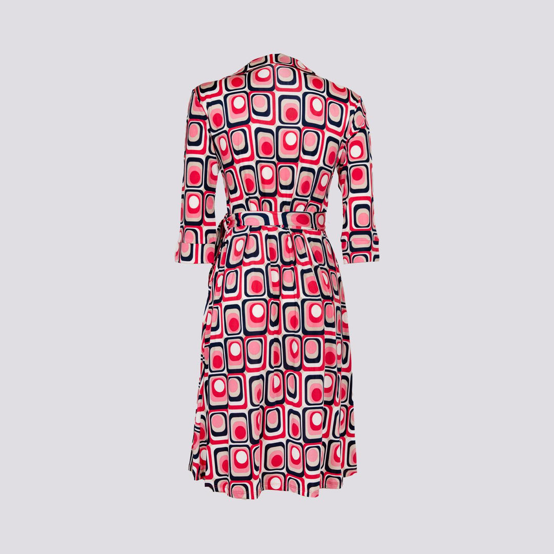 Abito kimono in fantasia optical rosa multicolor DIANE FUCSIA ANDREA MORANDO 