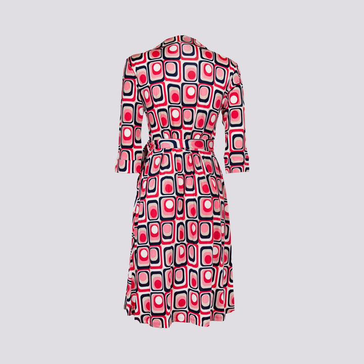 Abito kimono in fantasia optical rosa multicolor DIANE FUCSIA ANDREA MORANDO 