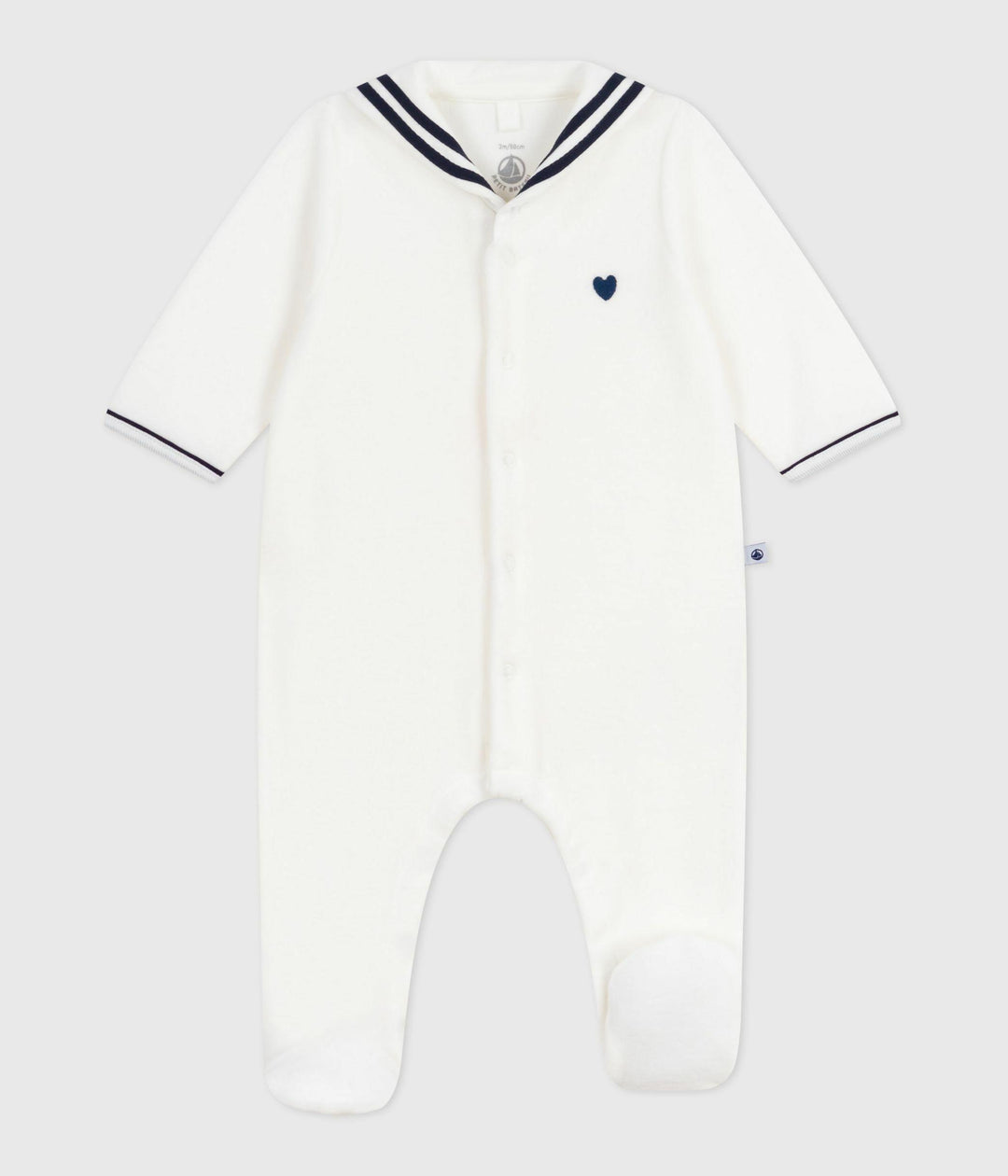 Pigiama con collo alla marinara in ciniglia neonato A0DQP 01 PETIT BATEAU 