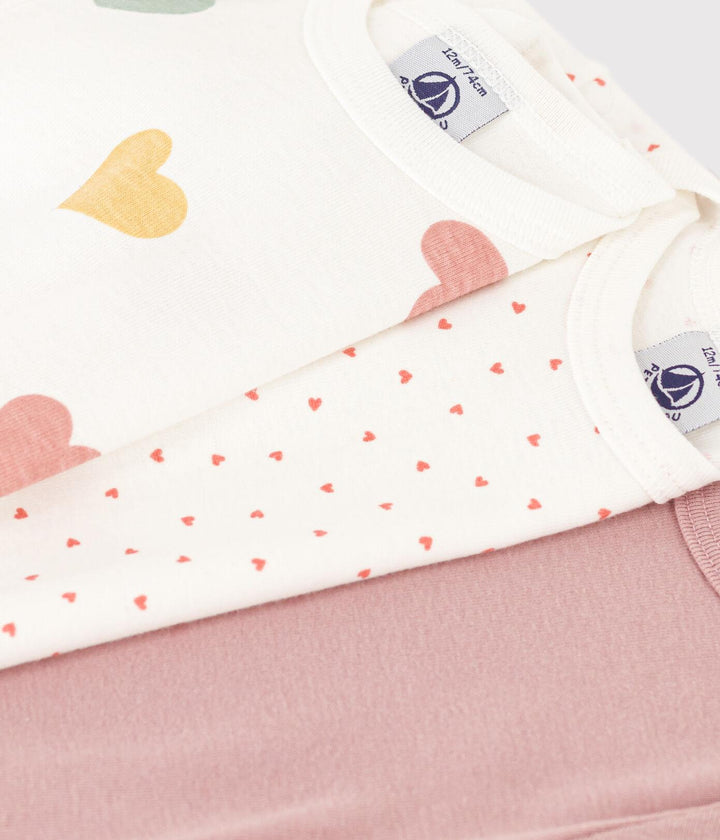 CONFEZIONE DA 3 BODY IN COTONE A CUORI A08N6 00 PETIT BATEAU 