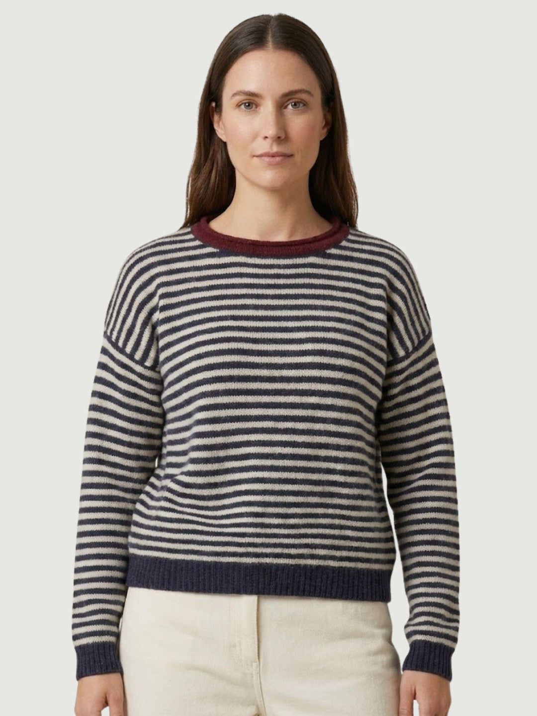 MAGLIA A RIGHE ANTRACITE 25866/C BORDEAUX ANDREA MORANDO 