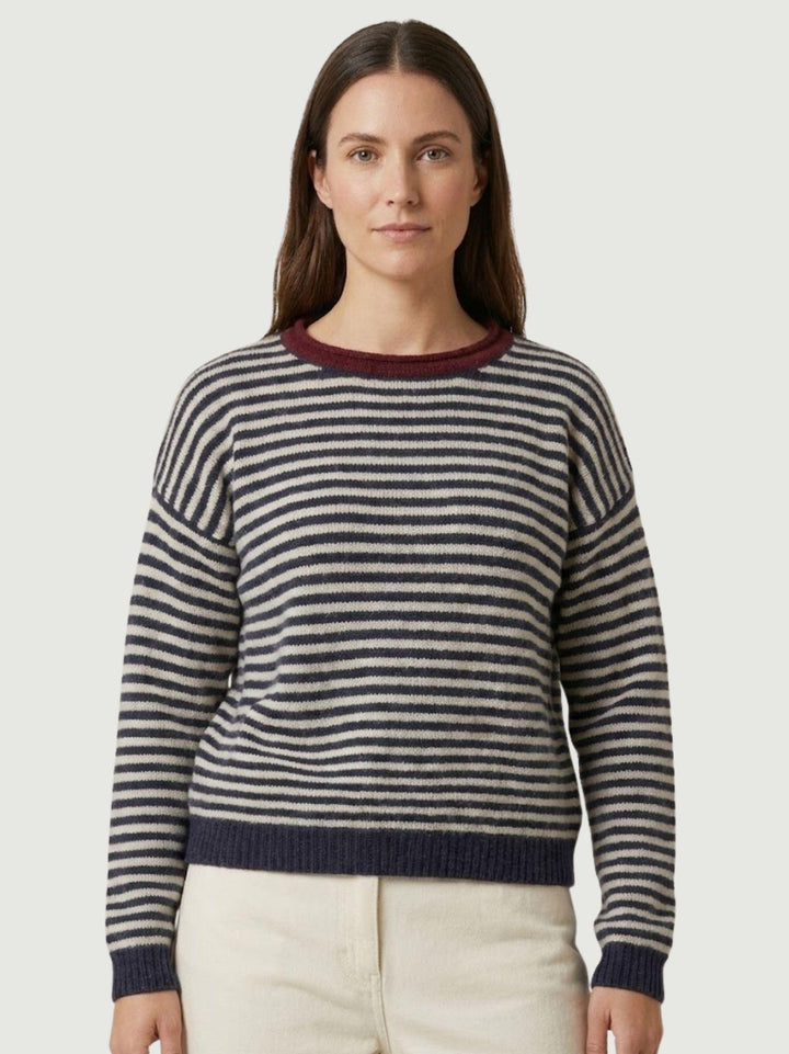 MAGLIA A RIGHE ANTRACITE 25866/C BORDEAUX ANDREA MORANDO 